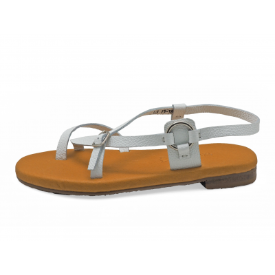 Women Sandals LS-15 White Corrected Grain Leather